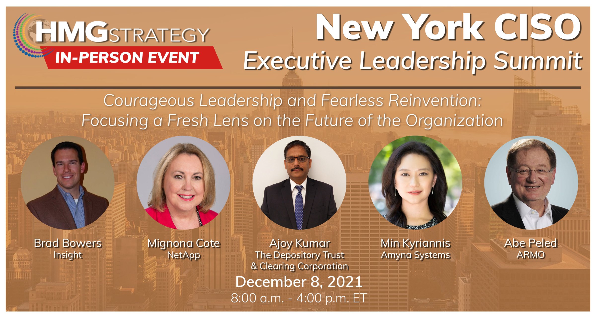CISO Leadership: Educating the Board on the Evolving Threat Landscape Will Drive the Discussion at the In-Person 2021 HMG Live! New York CISO Executive Leadership Summit on December 8